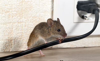 Mouse nibiling on an electrical cord